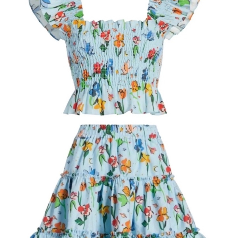 Hill House Blue Floral Smocked Set